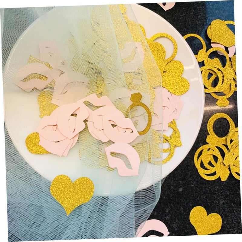 200 Pcs Glitter Confetti Scatters Lip Heart Ring Shapes Wedding Party Table Decorations - Image 3