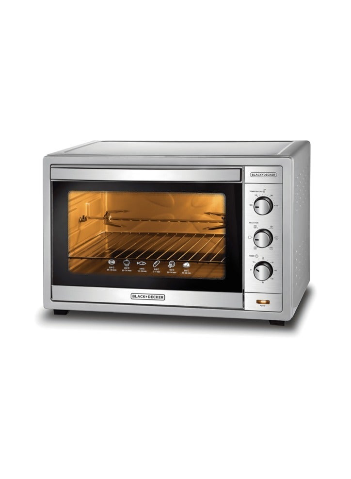 BLACK&DECKER Black & Decker 62L Electric Oven with Rotisserie Function – Large Capacity Toaster Oven with Double Glass Door, Adjustable Temperature, Timer, and Grill – Energy Efficient Countertop Oven  - Image 2