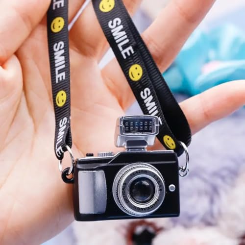 WARMINGO DE Plush Doll Camera Keychain with Flash Light & Sound | Cute Mini Camera Toy Keychain for Kids | Bag Hanging Charm for Girls | Birthday Return Gift & Party Favor (BLACK) - Image 5