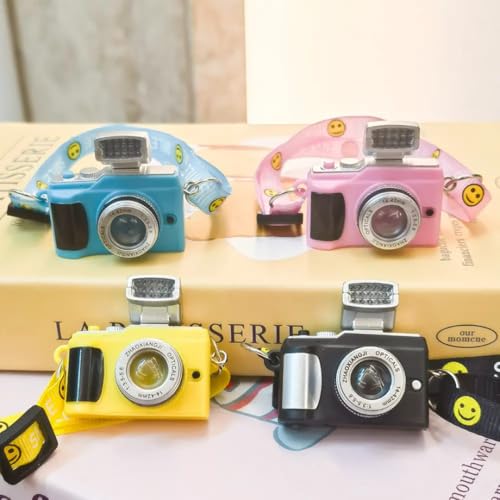 WARMINGO DE Plush Doll Camera Keychain with Flash Light & Sound | Cute Mini Camera Toy Keychain for Kids | Bag Hanging Charm for Girls | Birthday Return Gift & Party Favor (BLACK) - Image 4