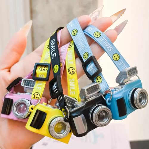 WARMINGO DE Plush Doll Camera Keychain with Flash Light & Sound | Cute Mini Camera Toy Keychain for Kids | Bag Hanging Charm for Girls | Birthday Return Gift & Party Favor (BLACK) - Image 3