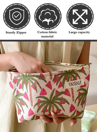 A luxurious makeup bag with a tropical print, spacious and practical design from TRENZ - Z07 - view 2