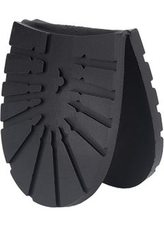 AHANDMAKER AHANDMAKER Durable Rubber Half Sole and Heels Raised Grain Repair Sole Pad Replacement for Leather, Sports Shoes, Boots, Black Heel Large 