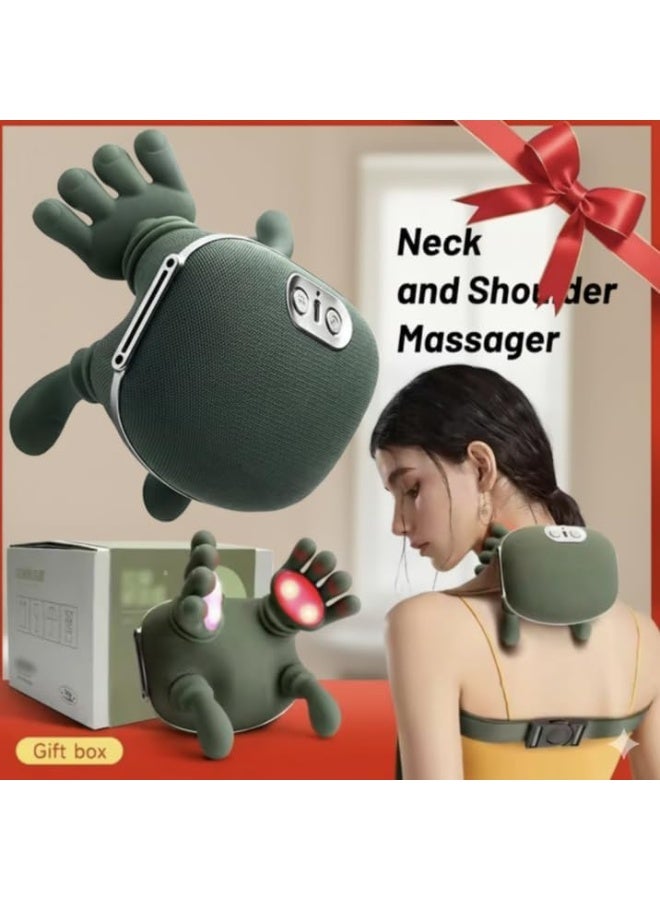 ELTRAZONE Portable Bionic 4D Shiatsu Massager with Heat – Neck, Shoulder & Back Deep Tissue Kneading, Simulated Hand Pressure, Pain Relief, Muscle Relaxation, Ergonomic Design, Easy Controls, Green Electric Massager for Home, Office & Travel - Image 5