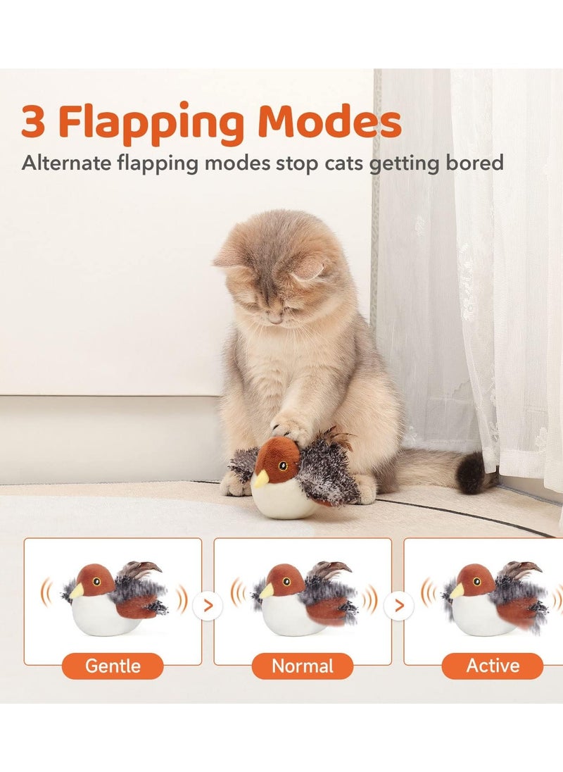 Cat Toys Rechargeable Flapping Bird Sparrow, Lifelike Chirp Tweet, Touch Activated Kitten Toy Interactive Cat Exercise Toys for All Breeds Cat Kicker Catnip Toys 4.0 Inches