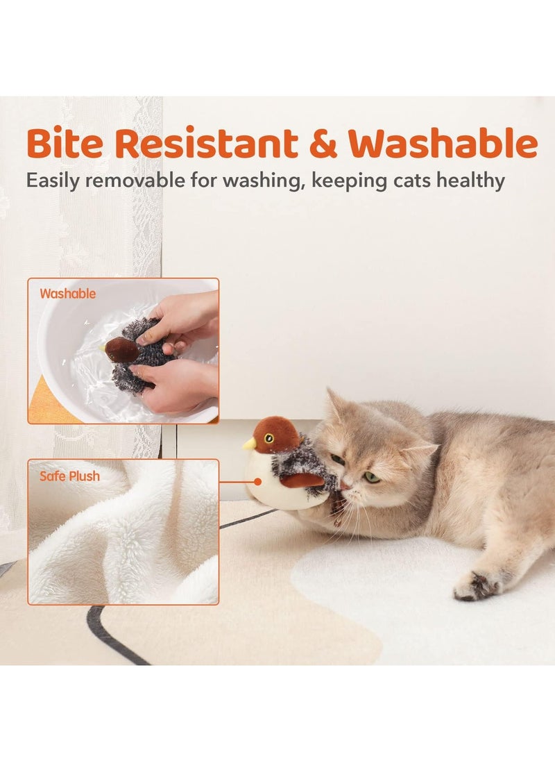 Cat Toys Rechargeable Flapping Bird Sparrow, Lifelike Chirp Tweet, Touch Activated Kitten Toy Interactive Cat Exercise Toys for All Breeds Cat Kicker Catnip Toys 4.0 Inches
