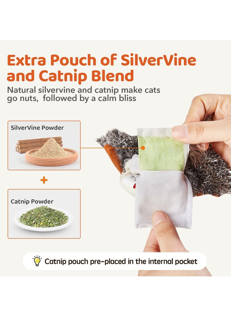 Cat Toys Rechargeable Flapping Bird Sparrow, Lifelike Chirp Tweet, Touch Activated Kitten Toy Interactive Cat Exercise Toys for All Breeds Cat Kicker Catnip Toys 4.0 Inches