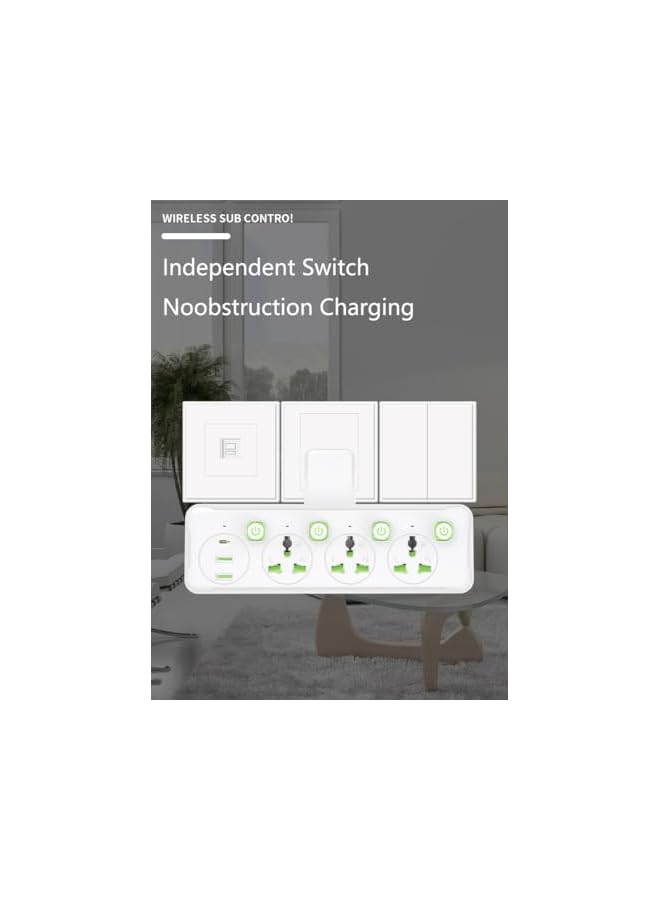 promass Multi Plug Wall Outlet Extender,2500W,3 Way Electrical Outlet Extender With 2 USB And 1 Type-C Port,Universal Plug Adapter,Charging Station for Home, Office,Kitchen,Individually Switched - Image 4