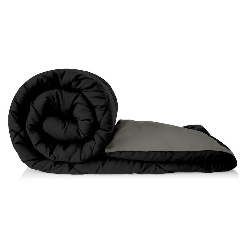 Jaipur Prints Soft Microfiber Reversible Single Duvet/Quilt/Razai/Comforter 60"x 90" Inches (Black Grey)