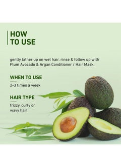 Plum Avocado & Argan Frizz Control Shampoo | For Curly, Wavy, Frizzy Hair | Reduces Frizz, Retains Moisture, Conditions Strands | 250 Ml  - Image 3