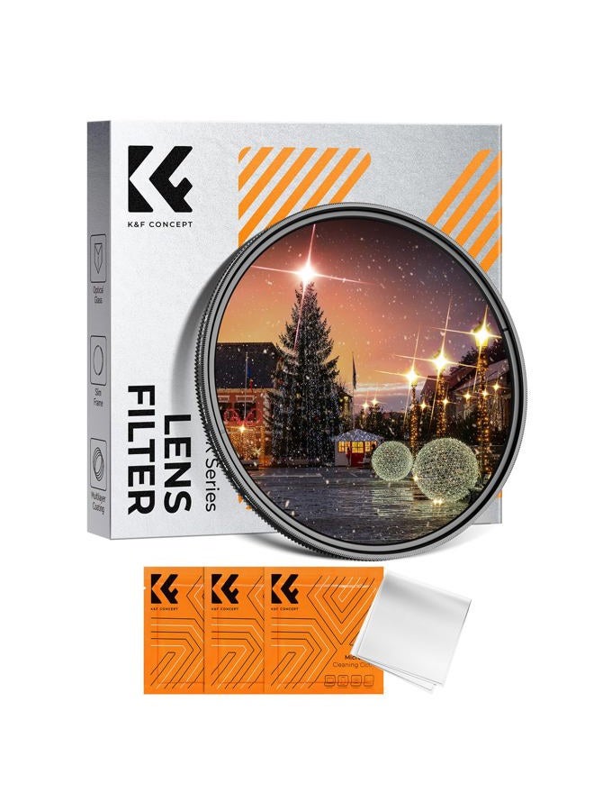 K&F Concept 82mm Variable Star Filter Cross Screen Starburst Filter 4, 8 Points -18 Layer Coating Ultra Slim Optical Glas Camera Lens Filter with 3 Cleaning Cloth - Image 1