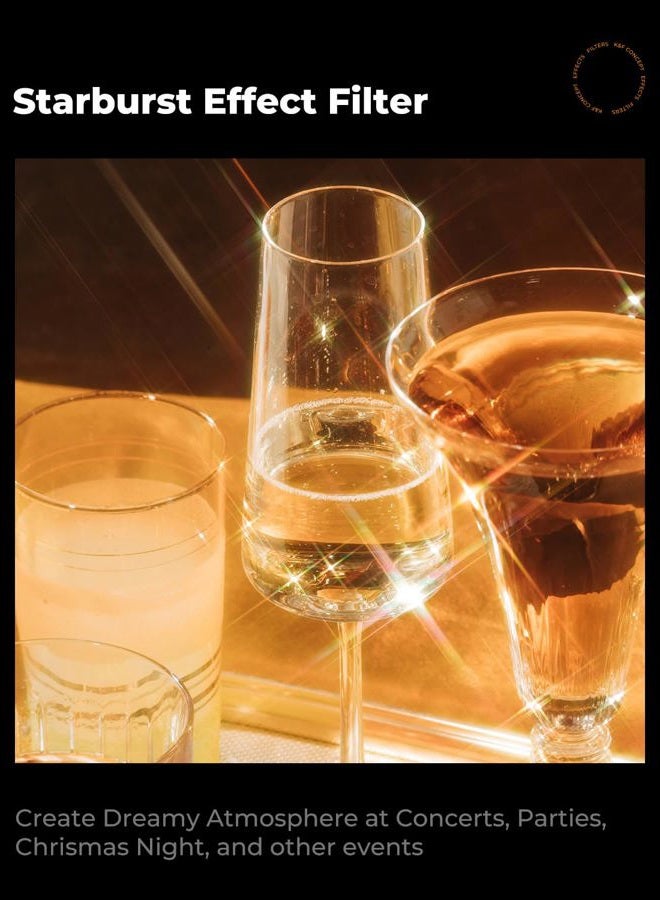 K&F Concept 82mm Variable Star Filter Cross Screen Starburst Filter 4, 8 Points -18 Layer Coating Ultra Slim Optical Glas Camera Lens Filter with 3 Cleaning Cloth - Image 4