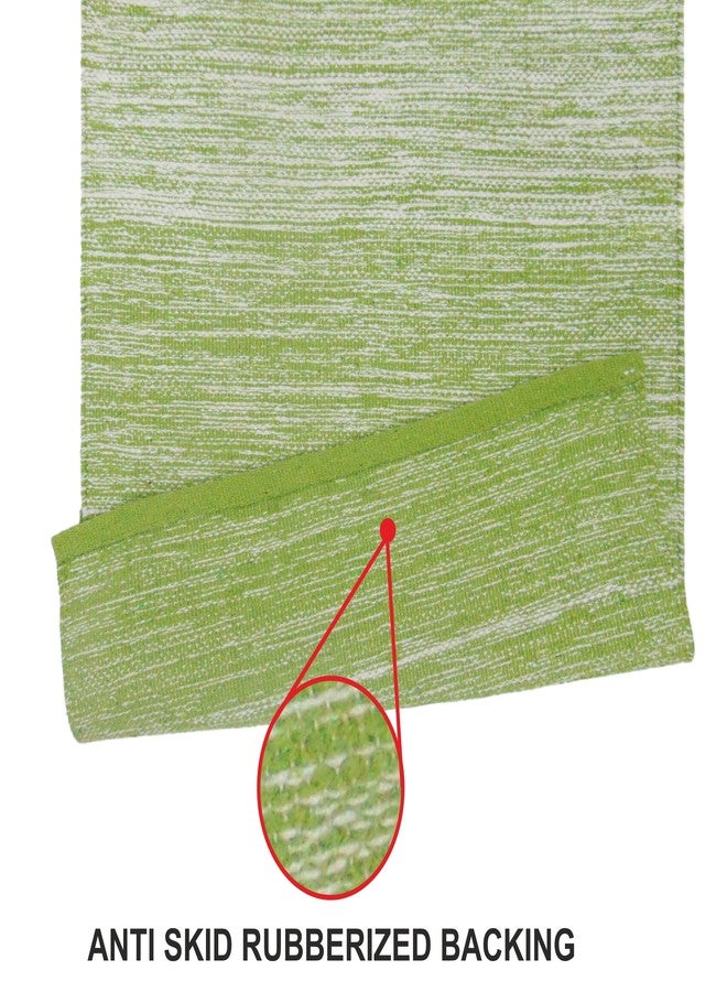 MDZ™ Anti-Skid Hand Woven Cotton Yoga Mat with Free Carrying Strap, Size - 60 x 180 cm | 100% Cotton | Eco Friendly | Washable (Green) - Image 4
