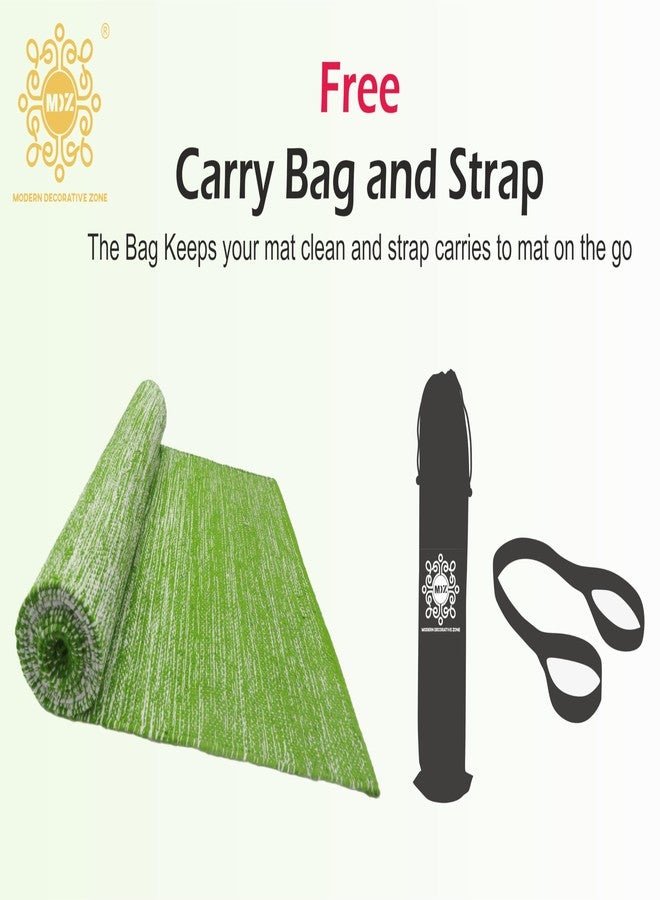 MDZ™ Anti-Skid Hand Woven Cotton Yoga Mat with Free Carrying Strap, Size - 60 x 180 cm | 100% Cotton | Eco Friendly | Washable (Green) - Image 5
