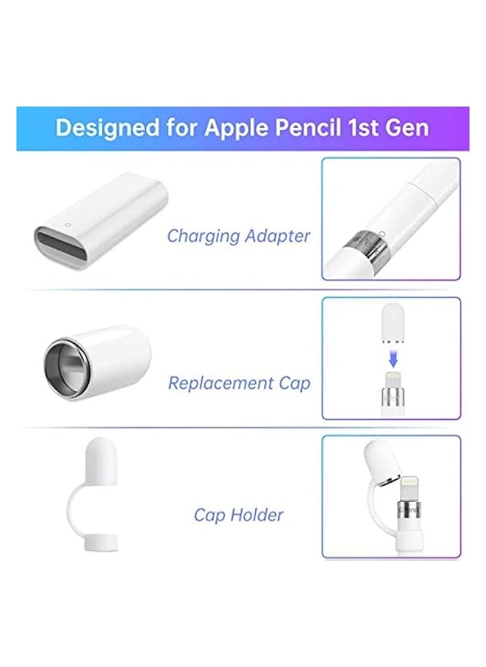 PROMASS Magnetic Replacement Cap and Charger Adapter for Apple Pencil 1st Generation (with Silicone Protective Cap Holder)  - Image 2