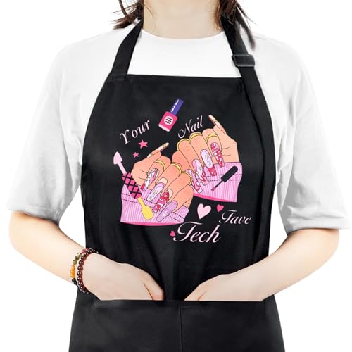 BOMOQING Adjustable Nail Apron, Waterproof Manicurist Tech Apron with 2 Pockets, Professional Nail Art Supplies for Nail Salons Cosmetology Smock - Image 1
