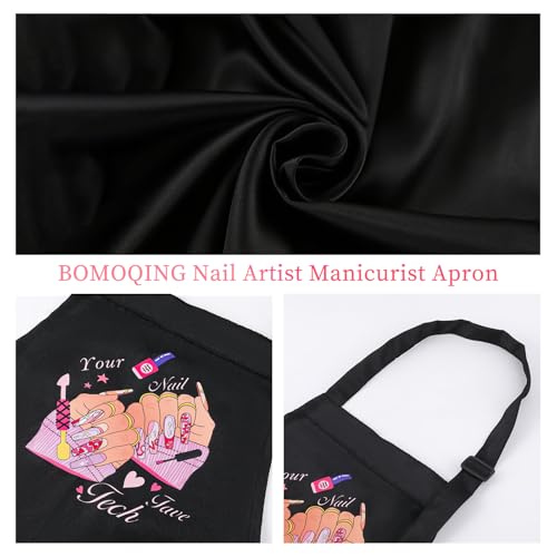 BOMOQING Adjustable Nail Apron, Waterproof Manicurist Tech Apron with 2 Pockets, Professional Nail Art Supplies for Nail Salons Cosmetology Smock - Image 4