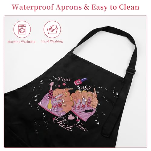 BOMOQING Adjustable Nail Apron, Waterproof Manicurist Tech Apron with 2 Pockets, Professional Nail Art Supplies for Nail Salons Cosmetology Smock - Image 5