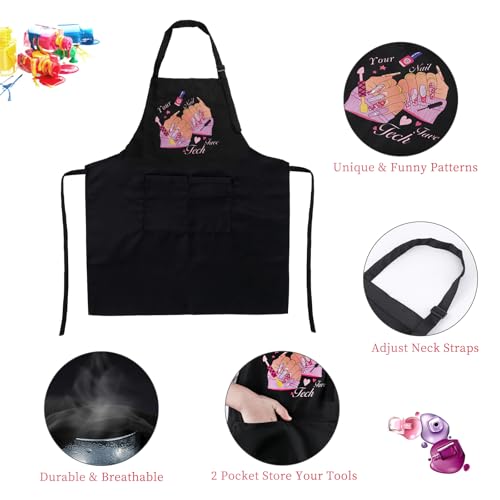 BOMOQING Adjustable Nail Apron, Waterproof Manicurist Tech Apron with 2 Pockets, Professional Nail Art Supplies for Nail Salons Cosmetology Smock - Image 3