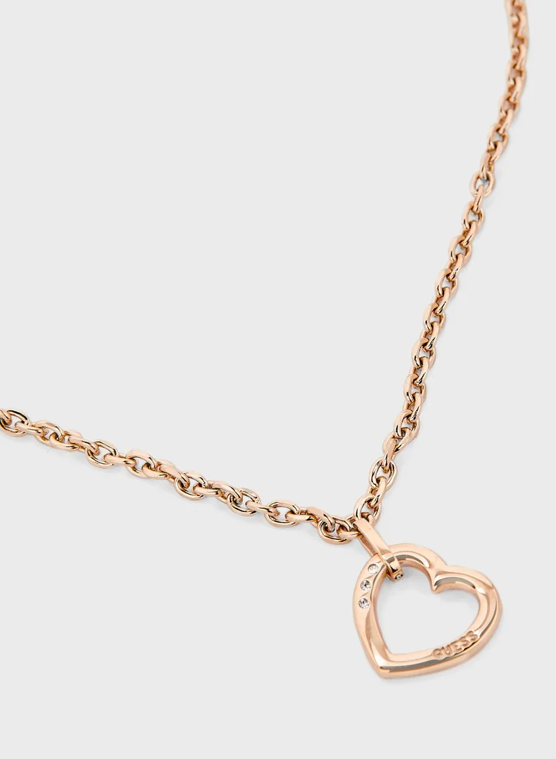 GUESS Heart Detailed Chain Necklace
