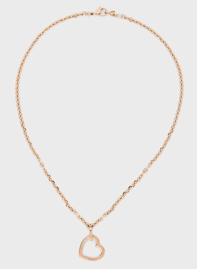 GUESS Heart Detailed Chain Necklace
