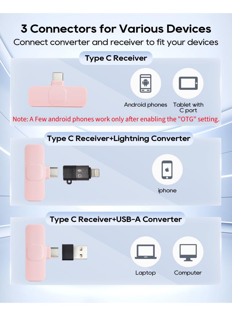 X-level Wireless Lavalier Microphone for Type-C Phone- Plug-Play Wireless Mic with 2 Microphone for USB-C Android Phone and iPhone Video Recording- Interview- Vlog- Auto Sync and Noise Reduction Youtube Tiktok Podcast Interview content creators, Tiny Microphones - 2.4 GHZ - Image 2