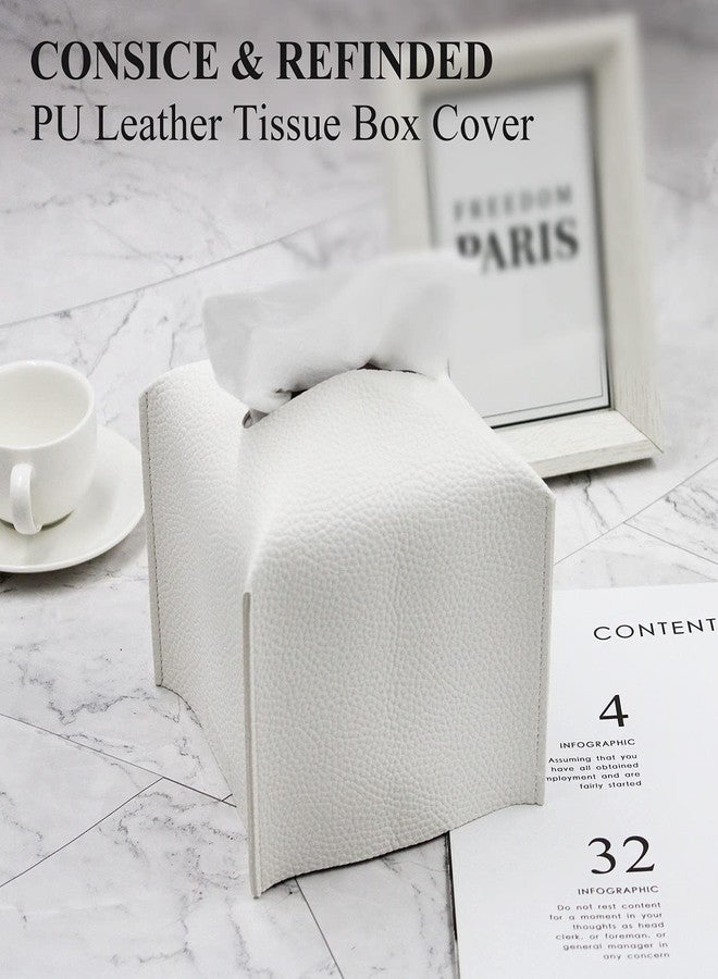 Livelab غطاء صندوق المناديل ليفلاب، مربع، حامل مناديل جلد PU مزخرف، علبة مناديل حديثة، منظم ورق الوجه، موزع للحمام، سطح الزينة، طاولات الليل، المكتب 5X5X5'' | أبيض فاتح - Image 4