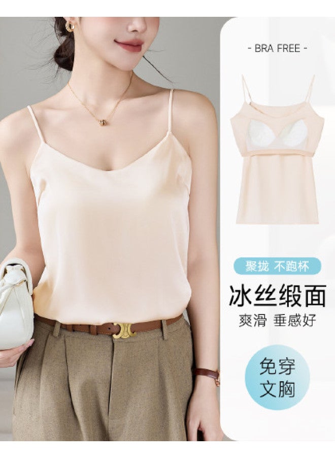 Fenton icy-silk Wireless Camisole - Thin Summer Layering Top With Built-in Bra - Image 1