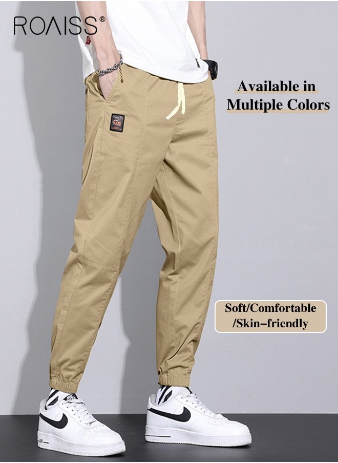 roaiss Men Fashionable and Comfortable Cotton Cargo Pants Loose Fit Joggers with Cuffed Ankles Ideal for Sports and Casual Wear  - Image 1