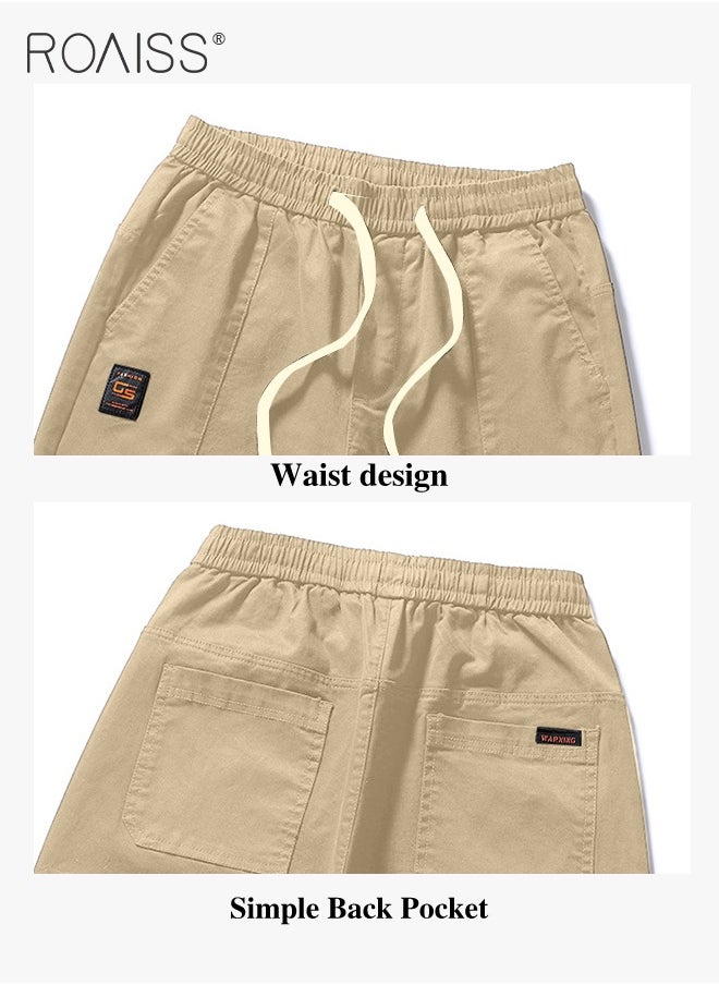 roaiss Men Fashionable and Comfortable Cotton Cargo Pants Loose Fit Joggers with Cuffed Ankles Ideal for Sports and Casual Wear  - Image 5