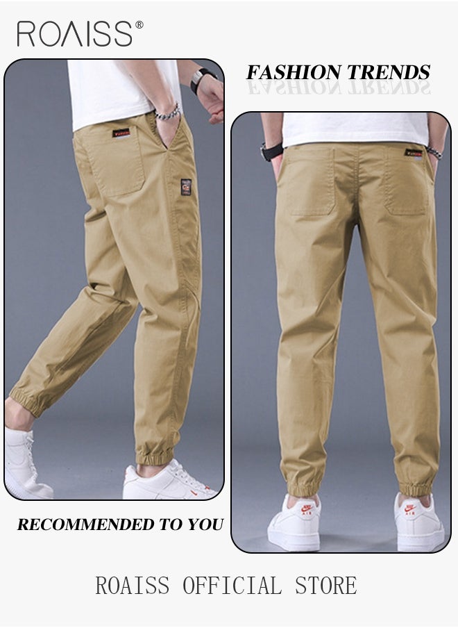 roaiss Men Fashionable and Comfortable Cotton Cargo Pants Loose Fit Joggers with Cuffed Ankles Ideal for Sports and Casual Wear  - Image 3