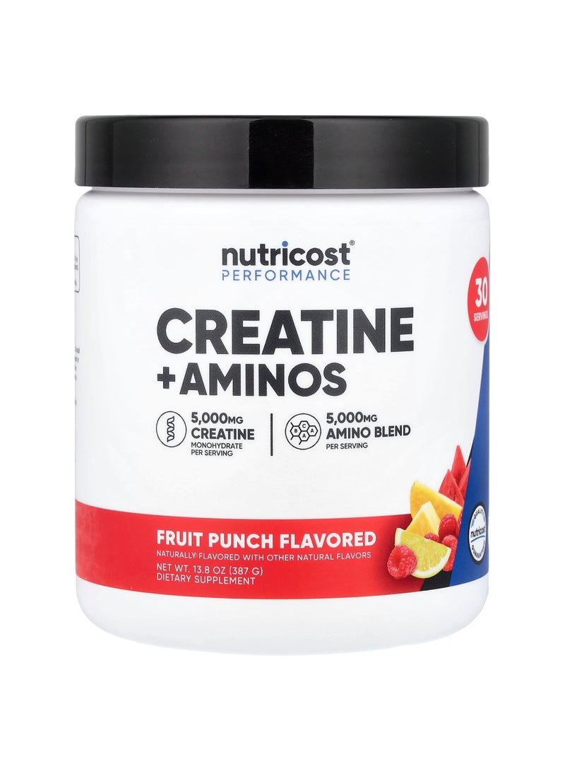 Performance, Creatine + Aminos, Fruit Punch, 13.8 oz (387 g)