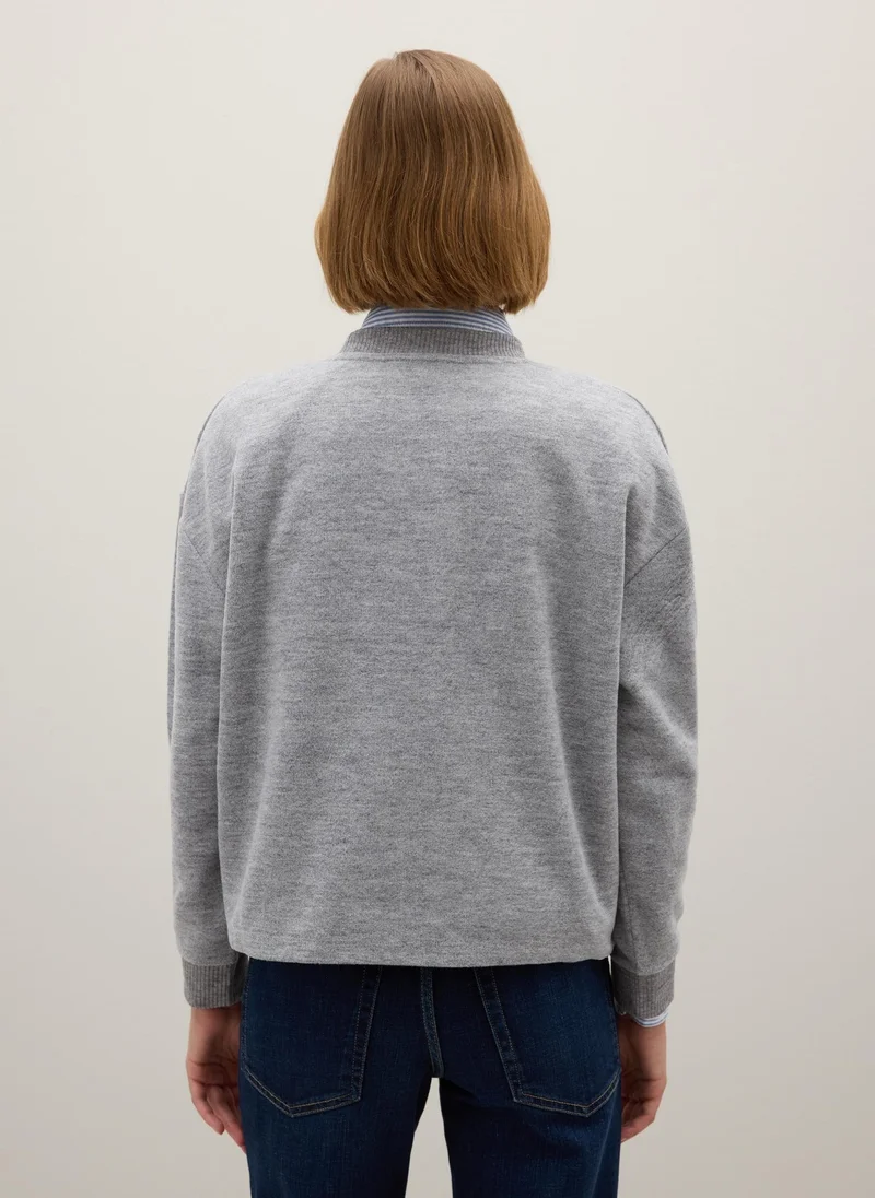 Ovs  OVS Grey Regular Fit Jumper With Floral Details for Women | Best Price UAE