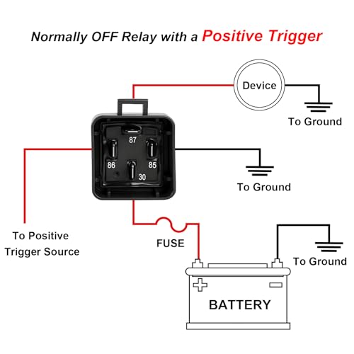 Weasch Waterproof Relay Kit, 12V 40A, 4 Pin SPST, Heavy Duty 14 AWG Tinned Copper Wires Automotive Relay and Harness Set for Automotive Car Marine Boat - Image 4