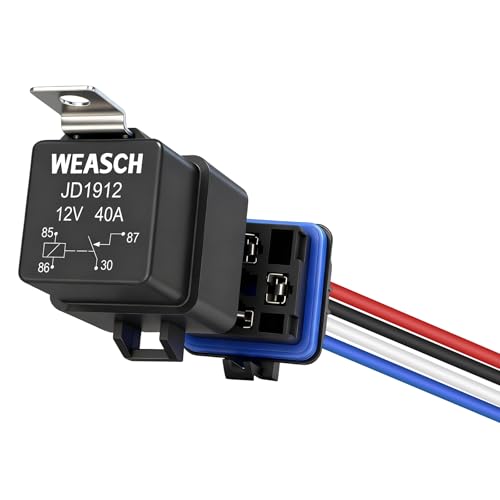 Weasch Waterproof Relay Kit, 12V 40A, 4 Pin SPST, Heavy Duty 14 AWG Tinned Copper Wires Automotive Relay and Harness Set for Automotive Car Marine Boat - Image 1