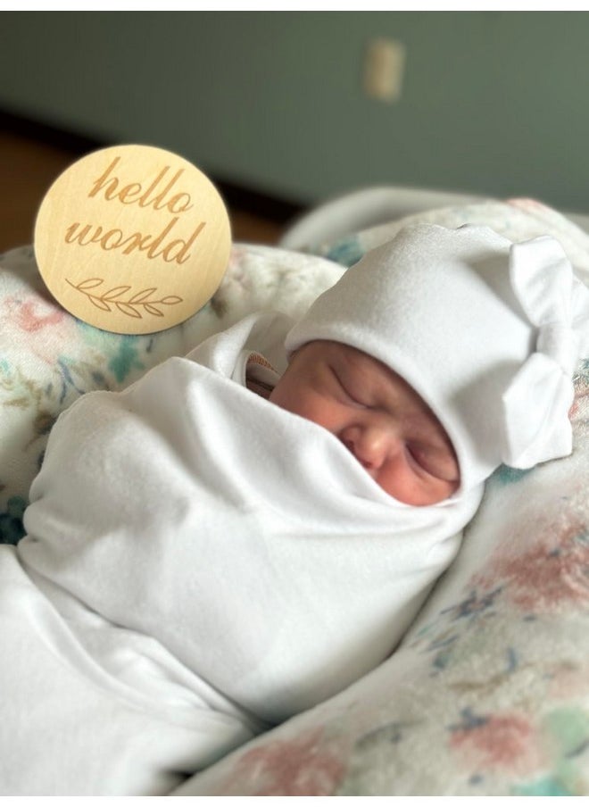 DRESHOW DRESHOW BQUBO Newborn Receiving Blankets Cotton Warm Sleepsack with Mittens & Bow Hats Hospital Baby Swaddling Shower Gift  - Image 2