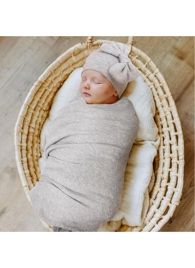 DRESHOW DRESHOW BQUBO Newborn Receiving Blankets Cotton Warm Sleepsack with Mittens & Bow Hats Hospital Baby Swaddling Shower Gift  - Image 3
