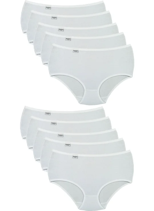 Bluence White High Waist Lycra Cotton Bato Panties 10 Pieces