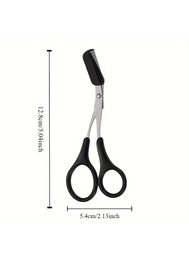 مقص تشذيب الحاجب الوردي مع مشط لإزالة شعر الوجه وتشكيله وتنظيفه وأداة مكياج - Image 4