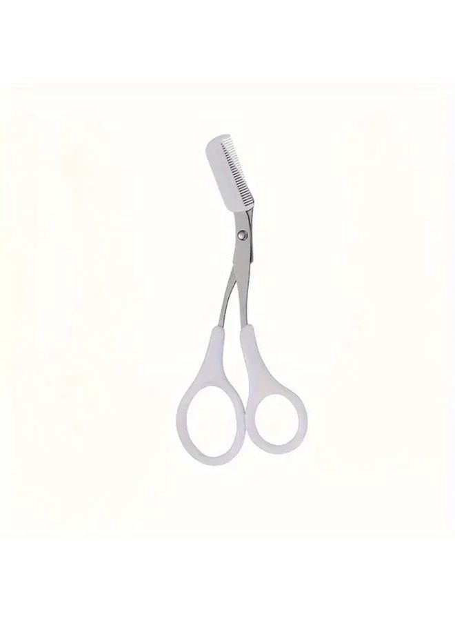مقص تشذيب الحاجب الوردي مع مشط لإزالة شعر الوجه وتشكيله وتنظيفه وأداة مكياج - Image 5