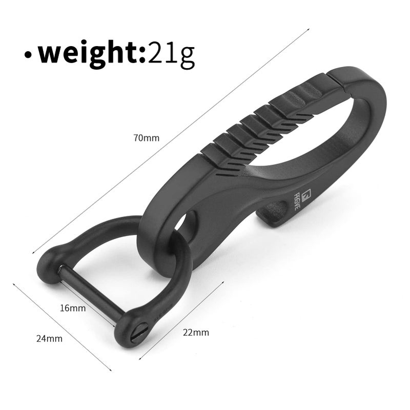 TISUR Titanium Keychain Carabiner Clip, Key Fob Holder, Quick Release D Ring Keychain Heavy Duty Bottle Opener Keychain Car Key Chain for Men (Black) - Image 3