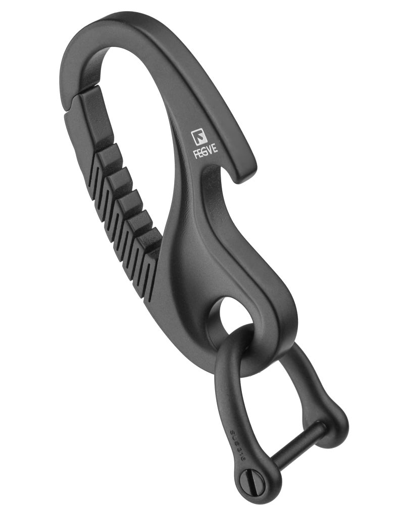 TISUR Titanium Keychain Carabiner Clip, Key Fob Holder, Quick Release D Ring Keychain Heavy Duty Bottle Opener Keychain Car Key Chain for Men (Black) - Image 1