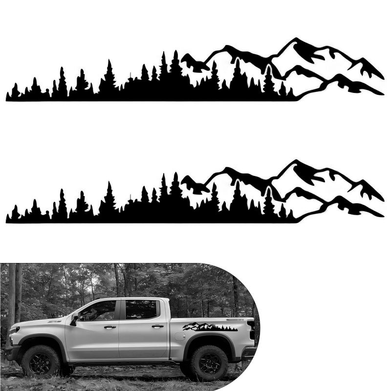 MOXRUQ 2 PCS Car Mountains Tree Vinyl Decals 328Ft056Ft Auto Mountain Tree Forest Graphic Stickers Decoration for Car Body Door Side Truck Tailgate Universal for Most Cars Black - Image 3