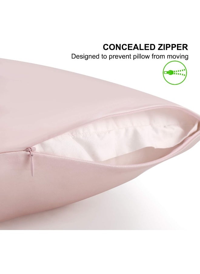 ALASKA BEAR ALASKA BEAR - Natural Silk Pillowcase, Hypoallergenic, 19 momme, 600 thread count 100 percent Mulberry Silk, Standard Size 50x75 cm with hidden zipper(Pink)  - Image 3