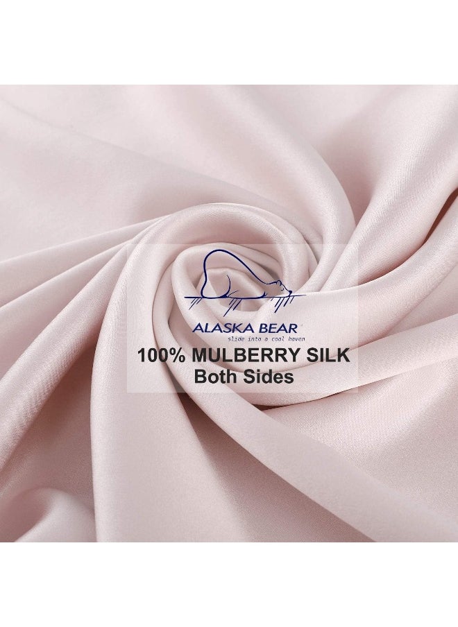 ALASKA BEAR ALASKA BEAR - Natural Silk Pillowcase, Hypoallergenic, 19 momme, 600 thread count 100 percent Mulberry Silk, Standard Size 50x75 cm with hidden zipper(Pink)  - Image 4