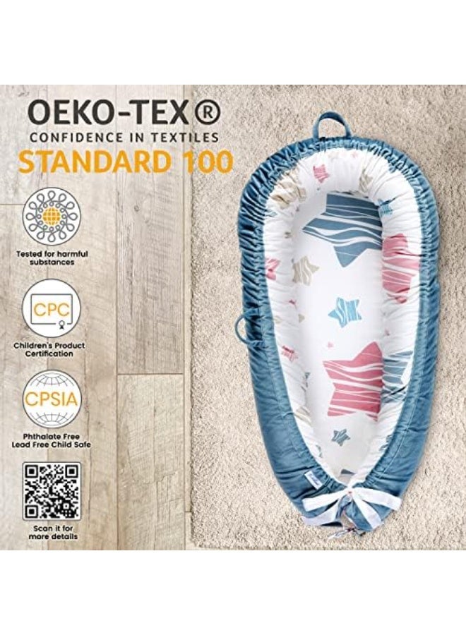 مورو مورو كرسي استرخاء لحديثي الولادة لمدة 0-12 شهرا ، كرسي استرخاء رضع قابل للتنفس ومحمول - مقعد أرضي للأطفال ناعم من القطن قابل للتعديل للسفر - Image 4