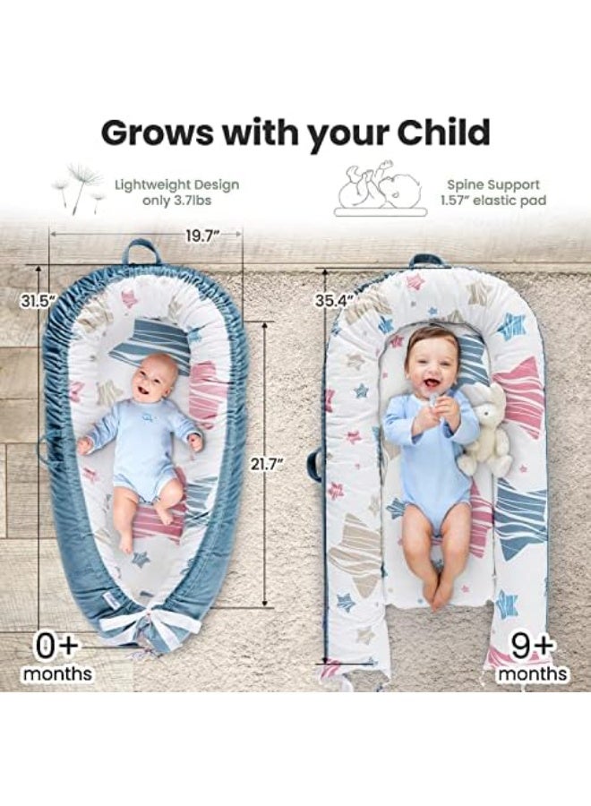 مورو مورو كرسي استرخاء لحديثي الولادة لمدة 0-12 شهرا ، كرسي استرخاء رضع قابل للتنفس ومحمول - مقعد أرضي للأطفال ناعم من القطن قابل للتعديل للسفر - Image 2