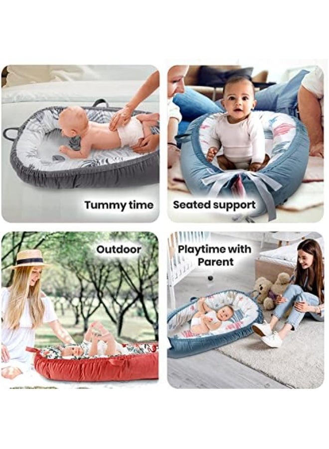 مورو مورو كرسي استرخاء لحديثي الولادة لمدة 0-12 شهرا ، كرسي استرخاء رضع قابل للتنفس ومحمول - مقعد أرضي للأطفال ناعم من القطن قابل للتعديل للسفر - Image 1