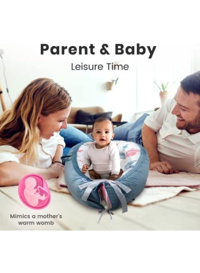 مورو مورو كرسي استرخاء لحديثي الولادة لمدة 0-12 شهرا ، كرسي استرخاء رضع قابل للتنفس ومحمول - مقعد أرضي للأطفال ناعم من القطن قابل للتعديل للسفر - Image 3