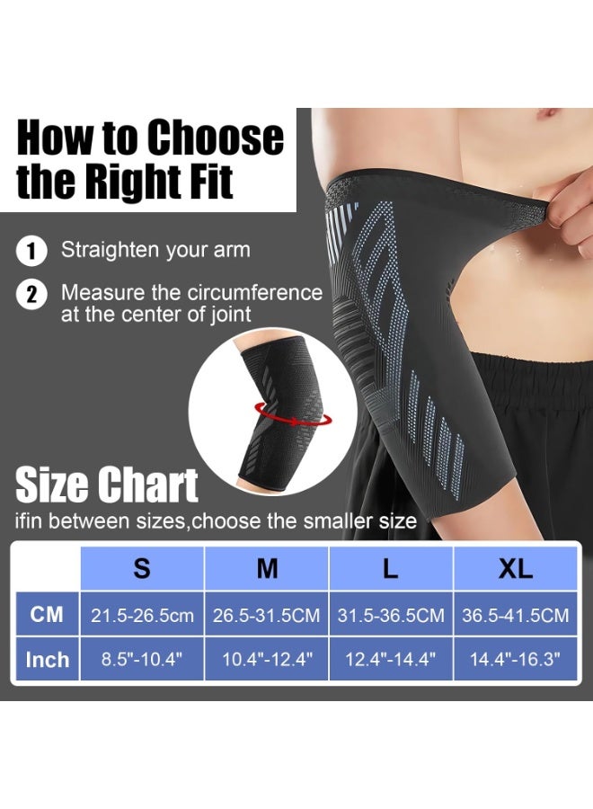 BAZARU 2-Pack Elbow Brace Compression Sleeve  – Adjustable Support for Tennis Elbow, Tendonitis & Arthritis Pain Relief, Breathable Elbow Pads for Gym, Basketball, Golf, Weightlifting (Large) - Image 2